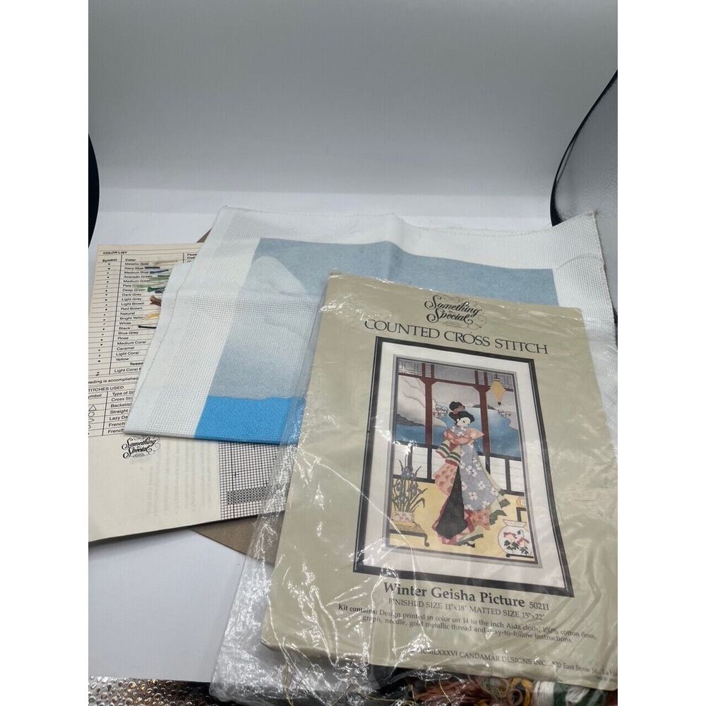 Vintage Something Special Winter Geisha Counted Cross Stitch Kit Open !